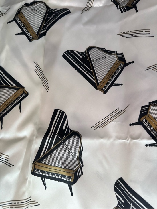 Vintage Other - Vintage grand piano print acetate satin lining fabric black & white 71”x45”